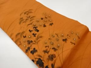 作家物　塩瀬手描き秋草模様名古屋帯